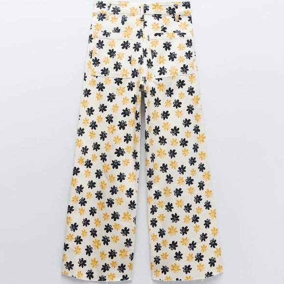 ZW RETRO FLORAL MARINE PATCH POCKET STRAIGHT JEANS - Picture 14 of 15